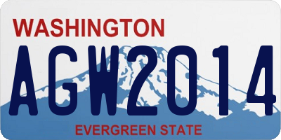WA license plate AGW2014