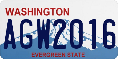 WA license plate AGW2016