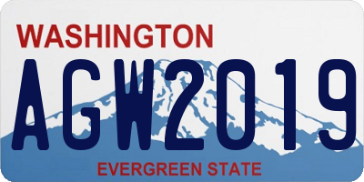 WA license plate AGW2019