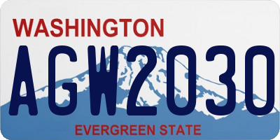 WA license plate AGW2030