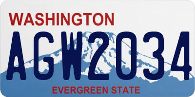 WA license plate AGW2034