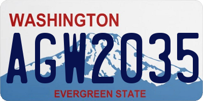 WA license plate AGW2035