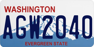 WA license plate AGW2040
