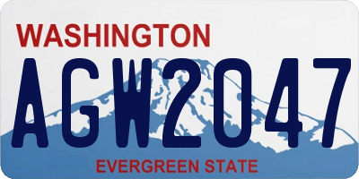 WA license plate AGW2047