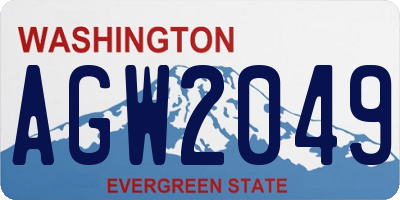 WA license plate AGW2049