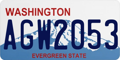 WA license plate AGW2053