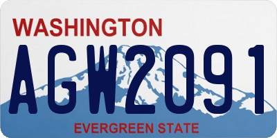 WA license plate AGW2091