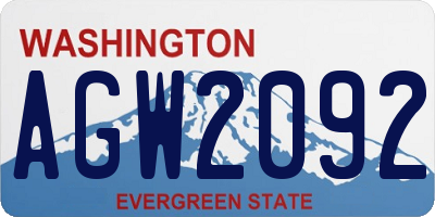 WA license plate AGW2092