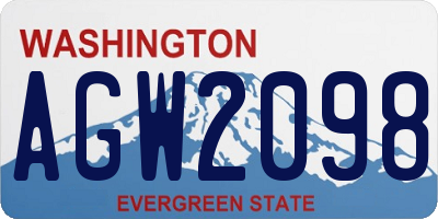 WA license plate AGW2098