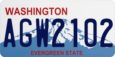 WA license plate AGW2102