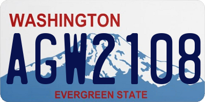 WA license plate AGW2108