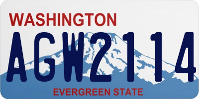 WA license plate AGW2114