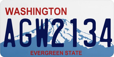 WA license plate AGW2134