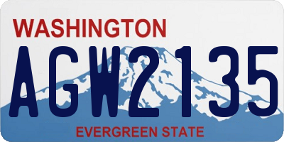 WA license plate AGW2135