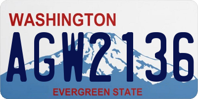 WA license plate AGW2136