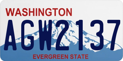 WA license plate AGW2137