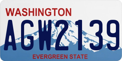 WA license plate AGW2139