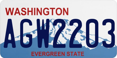 WA license plate AGW2203