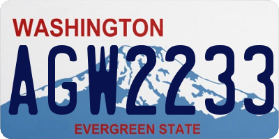 WA license plate AGW2233