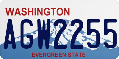 WA license plate AGW2255