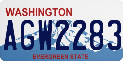 WA license plate AGW2283