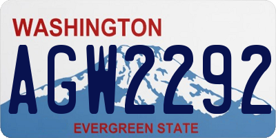 WA license plate AGW2292