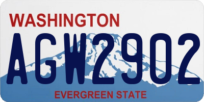 WA license plate AGW2902
