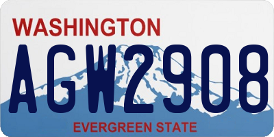 WA license plate AGW2908