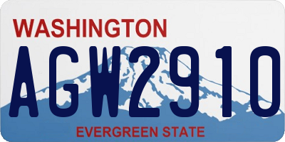 WA license plate AGW2910