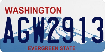WA license plate AGW2913