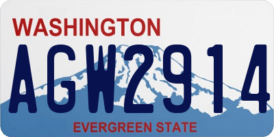 WA license plate AGW2914