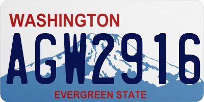 WA license plate AGW2916