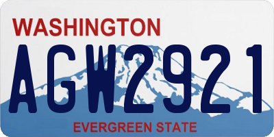 WA license plate AGW2921