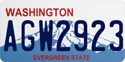 WA license plate AGW2923
