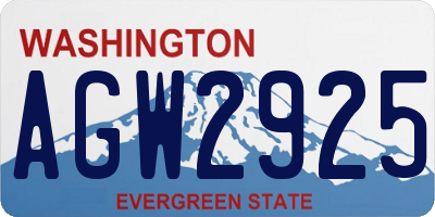 WA license plate AGW2925