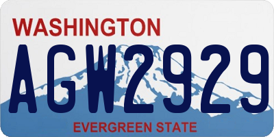 WA license plate AGW2929
