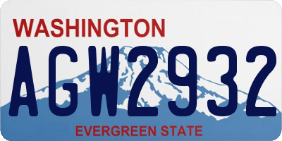 WA license plate AGW2932