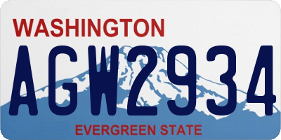 WA license plate AGW2934