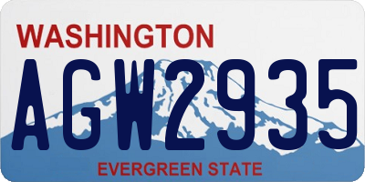 WA license plate AGW2935
