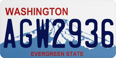 WA license plate AGW2936