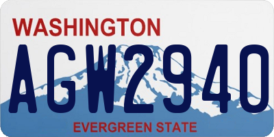 WA license plate AGW2940