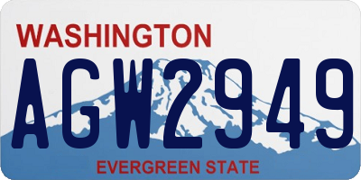 WA license plate AGW2949