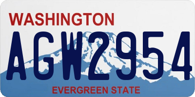 WA license plate AGW2954