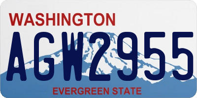 WA license plate AGW2955