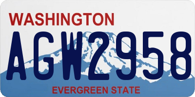 WA license plate AGW2958