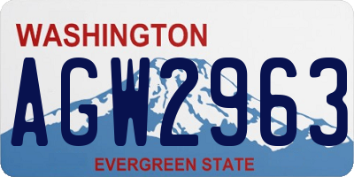 WA license plate AGW2963
