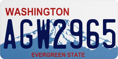 WA license plate AGW2965