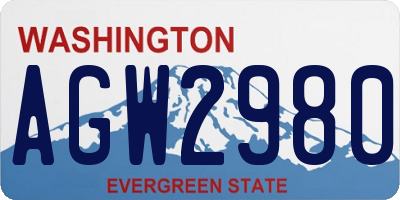 WA license plate AGW2980