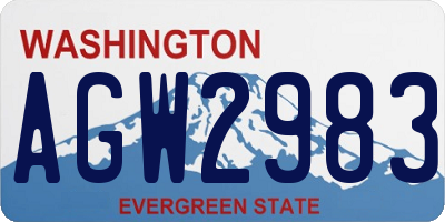 WA license plate AGW2983