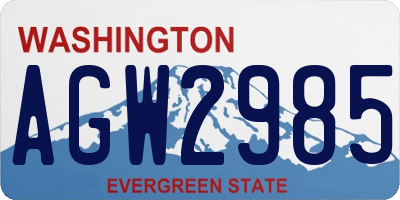 WA license plate AGW2985